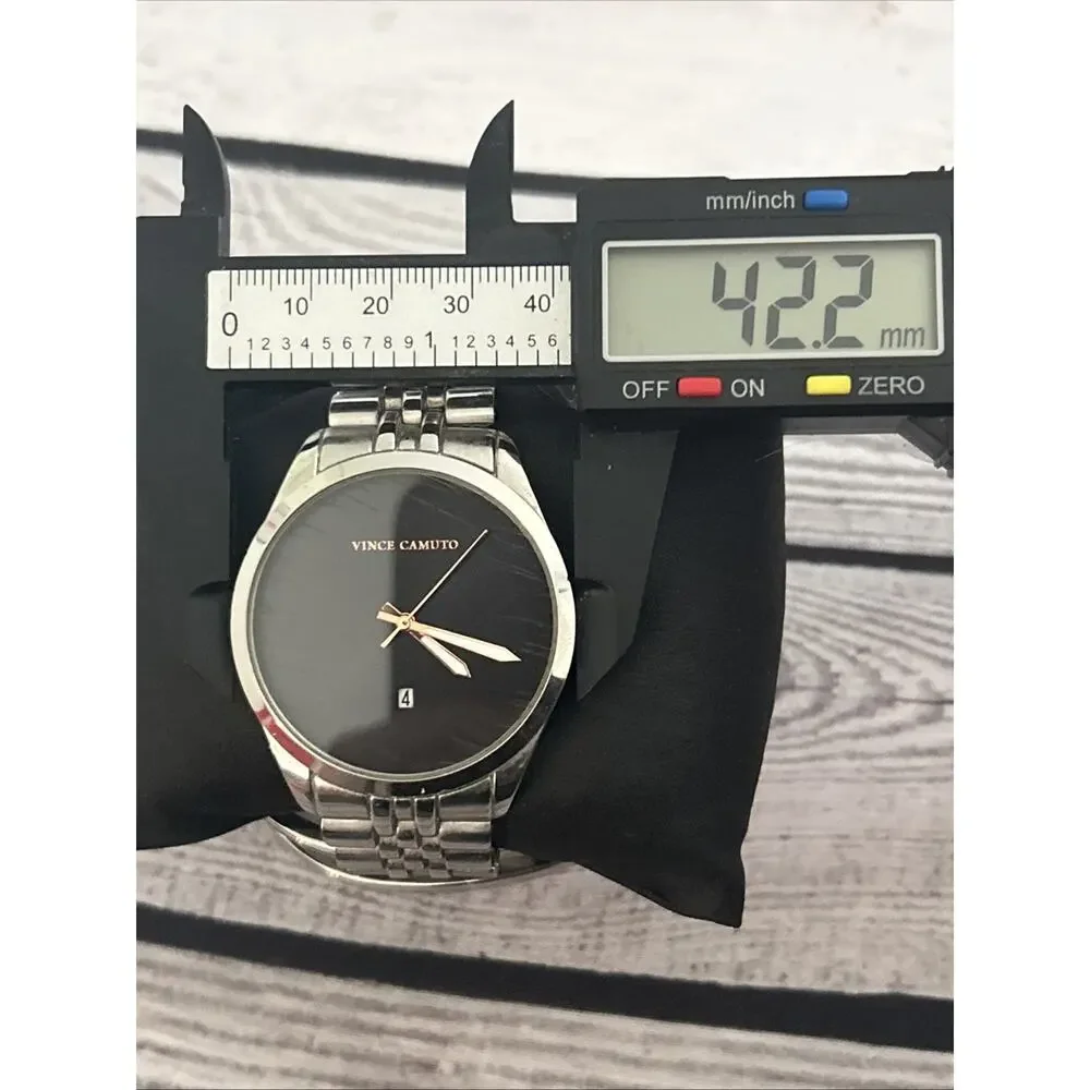 Vince Camuto Silver Tone Black Dial Men’s Quartz Watch